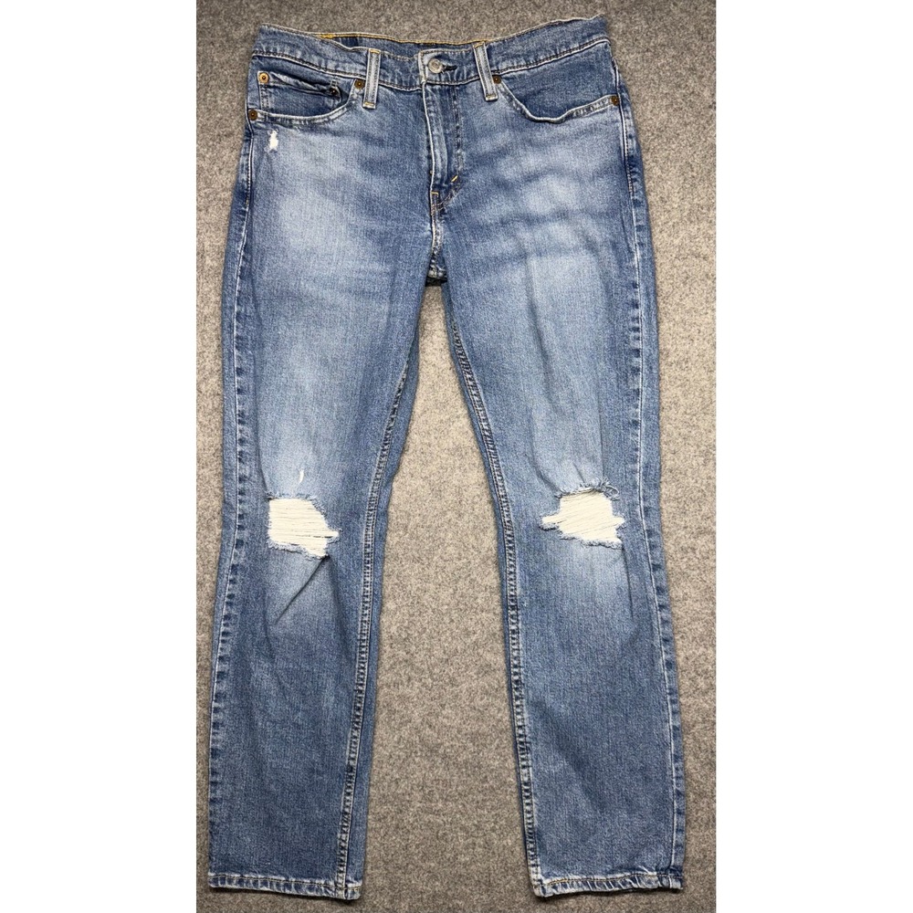 Levis 511 Jeans Mens 32x30 Slim Fit Blue Medium Wash Denim Distressed Streetwear - Picture 2 of 12